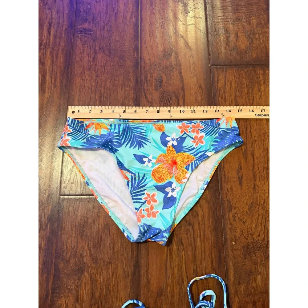 The Childrens Place Tankini Swimsuit Kids XXL 16 Blue Tropical Floral Excellent